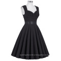 Грейс Карин оптовые милая рукавов V-обратно высокий эластичный Ретро винтажный черный вечернее платье CL008948-1